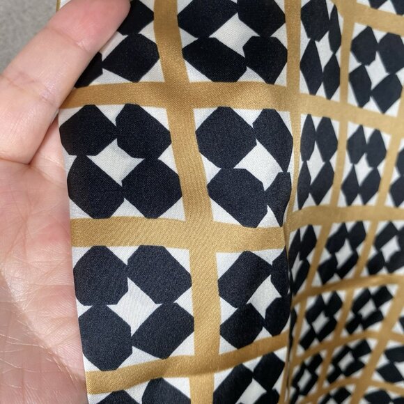 Zara Satin Wide Leg Pant L Geo Tile Print Silky Flowy Ankle Crop Dressy Trouser - Picture 6 of 16